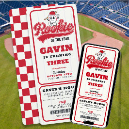 Rookie van het Jaar Baseball Ticket Custom Birthda Kaart