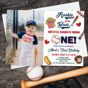 Rookie van het Jaar  Baseball Verjaardag Foto Kaart