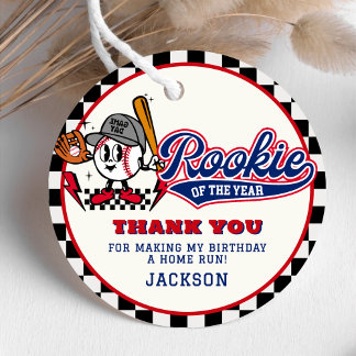 Rookie van het Jaar Baseball Verjaardag Party Cust Bedankjes Labels