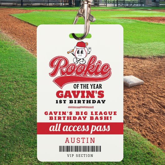 Rookie van het Jaar Baseball Verjaardag Party Favo Badge