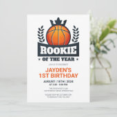 Rookie van het Jaar Basketbal 1e verjaardag Kaart (Staand voorkant)