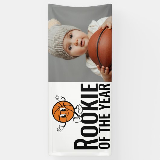 Rookie van het Jaar Basketbal Vinyl Verjaardag Spandoek (Verticaal)
