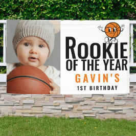 Rookie van het Jaar Basketbal Vinyl Verjaardag Spandoek