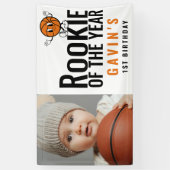 Rookie van het Jaar Basketbal Vinyl Verjaardag Spandoek (Verticaal)