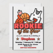 Rookie van het Jaar - Boy First Birthday Basketbal Kaart (Voorkant)