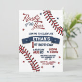 Rookie van het jaar eerste verjaardag uitnodiging (Staand voorkant)