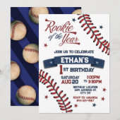 Rookie van het jaar eerste verjaardag uitnodiging (Voorkant / Achterkant)