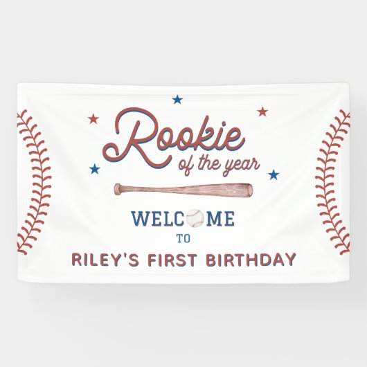 Rookie van het Jaar Eerste Verjaardag Welkom Spandoek (Horizontaal)