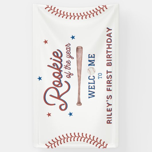 Rookie van het Jaar Eerste Verjaardag Welkom Spandoek (Verticaal)