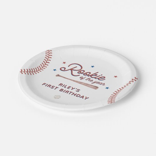 Rookie van het Jaar Eerste Verjaardagsfeest Papieren Bordje (Gekanteld)