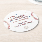 Rookie van het Jaar Eerste Verjaardagsfeest Ronde Kartonnen Onderzetter (Gebogen)