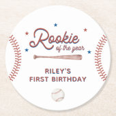 Rookie van het Jaar Eerste Verjaardagsfeest Ronde Kartonnen Onderzetter (Voorkant)