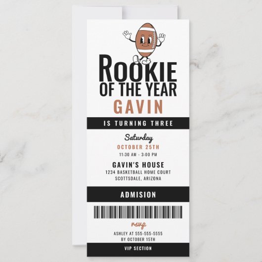 Rookie van het Jaar Football Gepersonaliseerd Verj Kaart (Voorkant)