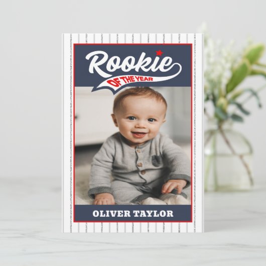 Rookie van het Jaar Foto Kind's Party Kaart (Staand voorkant)