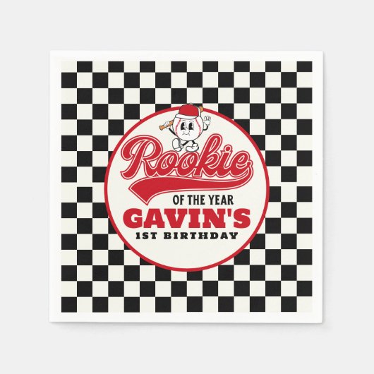 Rookie van het Jaar Gepersonaliseerde Honkbal Verj Servet (Voorkant)