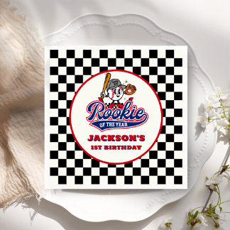 Rookie van het Jaar Gepersonaliseerde Honkbal Verj Servet