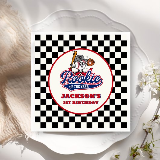 Rookie van het Jaar Gepersonaliseerde Honkbal Verj Servet