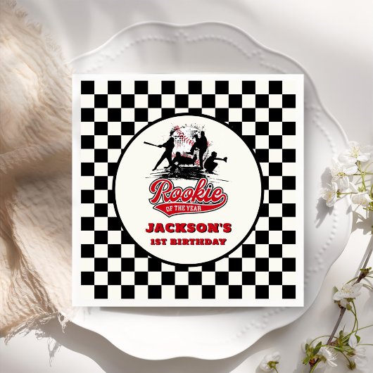 Rookie van het Jaar Gepersonaliseerde Honkbal Verj Servet