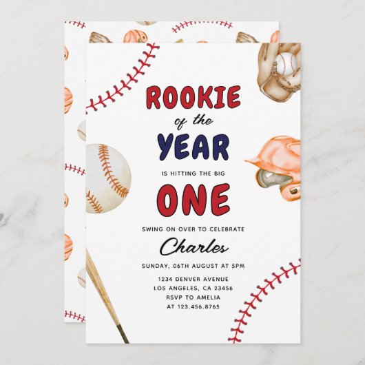 Rookie van het jaar honkbal 1e Sportverjaardag Kaart (Voorkant / Achterkant)