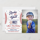 Rookie van het Jaar Honkbal 1e Verjaardag Foto Kaart (Voorkant)