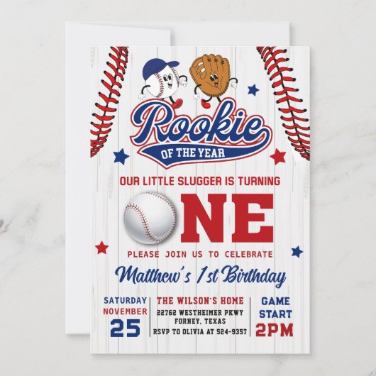 Rookie van het Jaar Honkbal 1e Verjaardag Foto Kaart (Voorkant)