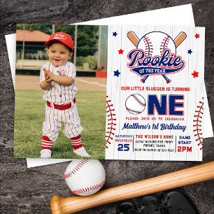 Rookie van het Jaar Honkbal 1e Verjaardag Foto Kaart