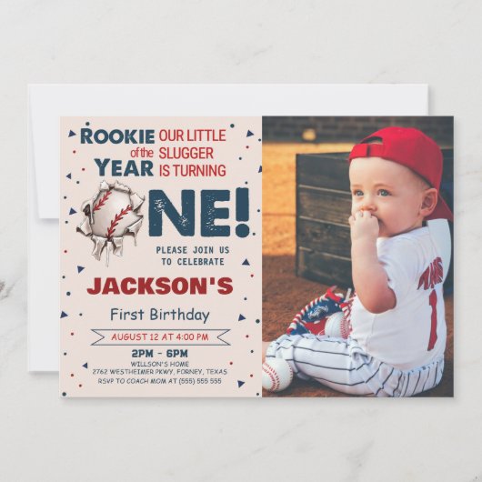Rookie van het Jaar Honkbal 1e Verjaardag Foto Kaart (Voorkant)