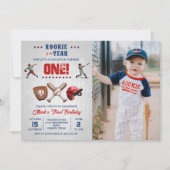 Rookie van het Jaar Honkbal 1e Verjaardag Foto Kaart (Voorkant)