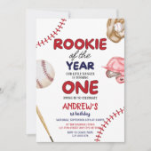 Rookie van het Jaar Honkbal 1e Verjaardag Kaart (Voorkant)