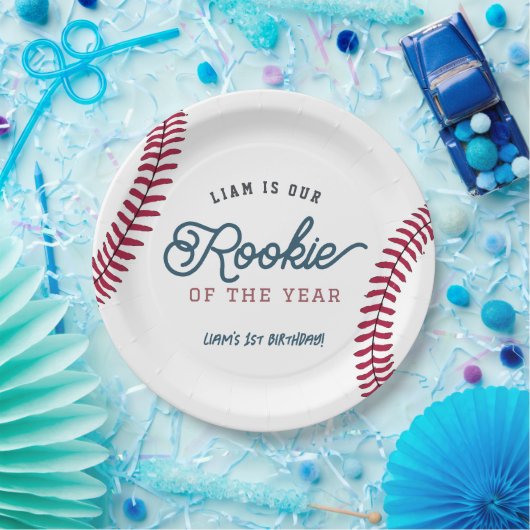 Rookie van het Jaar Honkbal 1e Verjaardag Papieren Bordje (Feest)