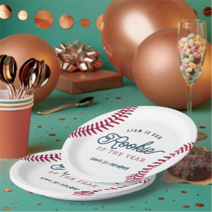 Rookie van het Jaar Honkbal 1e Verjaardag Papieren Bordje