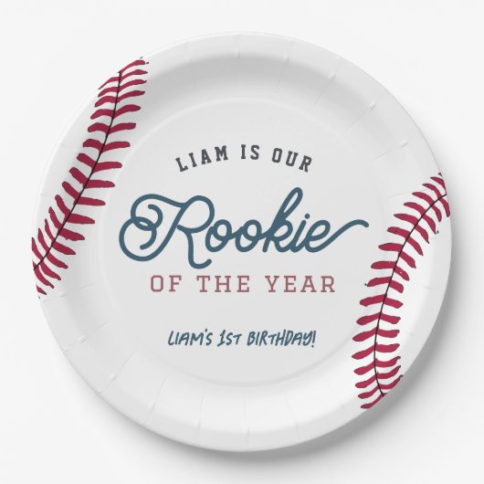 Rookie van het Jaar Honkbal 1e Verjaardag Papieren Bordje (Voorkant)