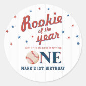 Rookie van het Jaar Honkbal 1e Verjaardag Ronde Sticker (Voorkant)