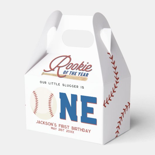 Rookie van het Jaar Honkbal 1e Verjaardagsfeest Bedankdoosjes (Voorkant Zijde)