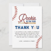 Rookie van het Jaar Honkbal 1e Verjaardagsfeest In Bedankkaart (Voorkant)