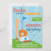 Rookie van het Jaar Honkbal 1e Verjaardagsfeest Kaart (Voorkant)
