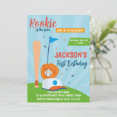 Rookie van het Jaar Honkbal 1e Verjaardagsfeest Kaart (Staand voorkant)