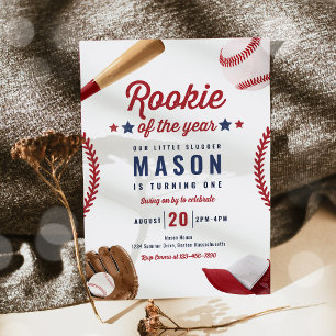 Rookie van het jaar honkbal 1e verjaardagsfeest kaart