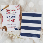 Rookie van het jaar honkbal 1e verjaardagsfeest kaart