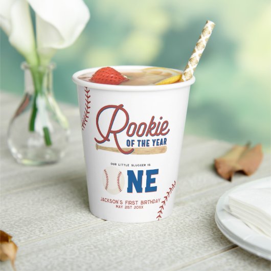 Rookie van het Jaar Honkbal 1e Verjaardagsfeest Papieren Bekers (Insitu)