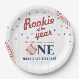 Rookie van het Jaar Honkbal 1e Verjaardagsfeest Papieren Bordje