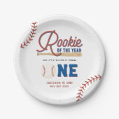 Rookie van het Jaar Honkbal 1e Verjaardagsfeest Papieren Bordje (Voorkant)