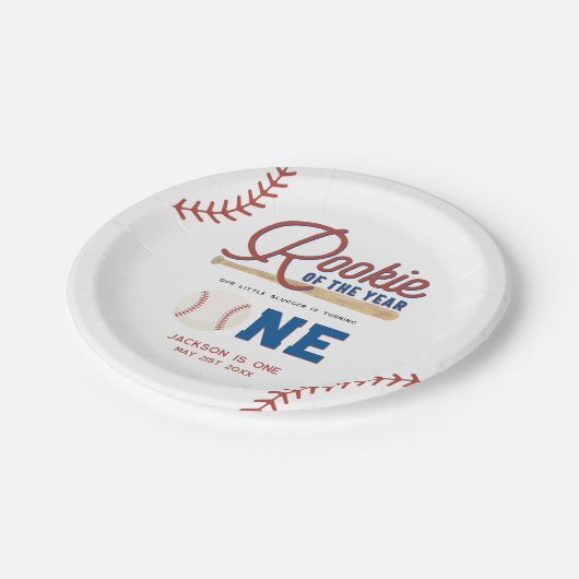 Rookie van het Jaar Honkbal 1e Verjaardagsfeest Papieren Bordje (Gekanteld)