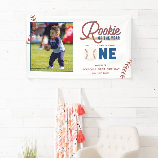 Rookie van het Jaar Honkbal 1e Verjaardagsfeest Spandoek (Insitu)