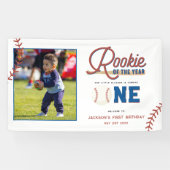 Rookie van het Jaar Honkbal 1e Verjaardagsfeest Spandoek (Horizontaal)