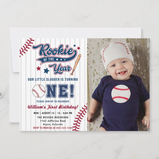 Rookie van het Jaar Honkbal Eerste 1e Verjaardag Kaart (Voorkant)