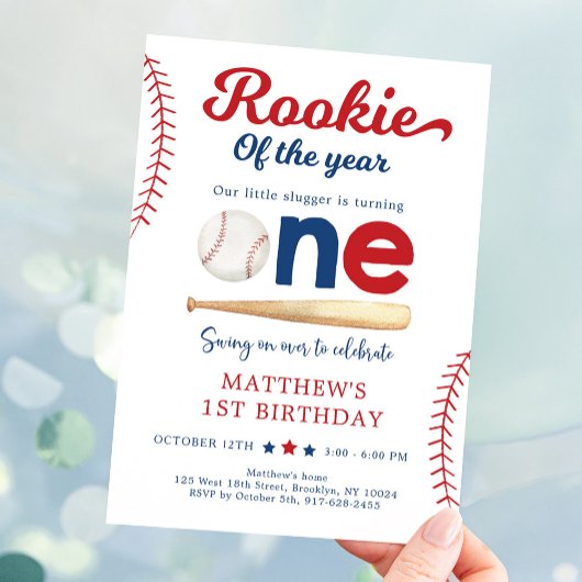 Rookie van het Jaar Honkbal Eerste Verjaardag Kaart
