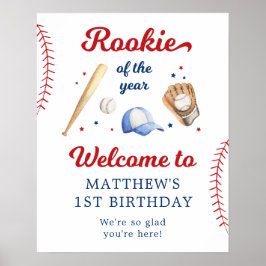 Rookie van het Jaar Honkbal Eerste Verjaardag Welk Poster
