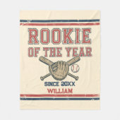 Rookie van het Jaar Honkbal Fleece Deken (Voorkant)