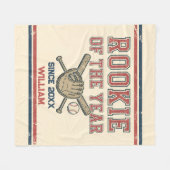 Rookie van het Jaar Honkbal Fleece Deken (Voorkant (Horizontaal))